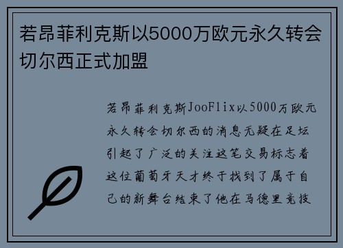 若昂菲利克斯以5000万欧元永久转会切尔西正式加盟
